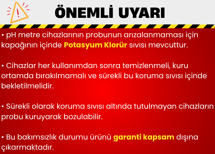  Ekmek ve Hamur pH Test Cihazı Uyarılar